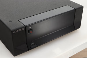 Fascia view of a used Cyrus Stereo 200 Power Amplifier in BrBlack finish