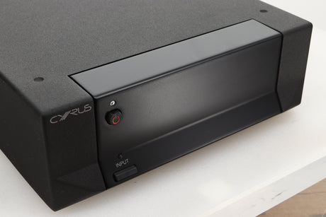 Fascia view of a used Cyrus Stereo 200 Power Amplifier in BrBlack finish