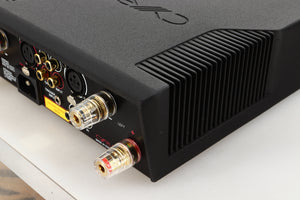 Rear right corner view of a used Cyrus Stereo 200 Power Amplifier in BrBlack finish