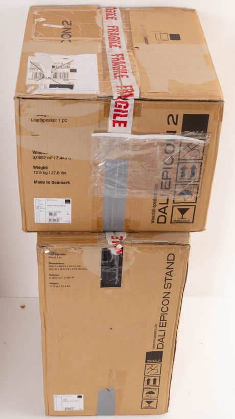 Boxes for used Dali Epicon 2 Standmount Speakers W/ Stands in a Ruby Macassar finish