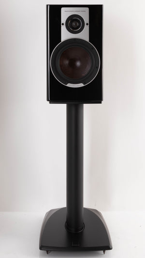 Front view of a used Dali Epicon 2 Standmount Speakers W/ Stands in a Ruby Macassar finish