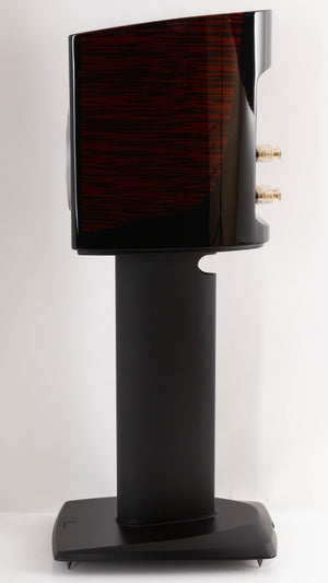 Right side view of a used Dali Epicon 2 Standmount Speakers W/ Stands in a Ruby Macassar finish