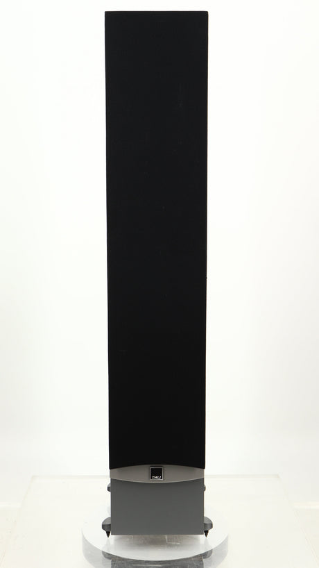 Front view of a used Dali Ikon 5 Floorstanding Speaker in an oak finish showing grille