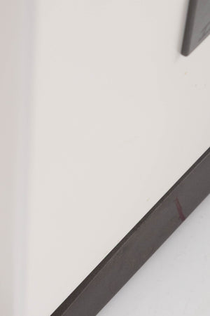 Close up of a used Dali Oberon 5 Floorstanding Speaker in a Light Oak finish showing scratches on base