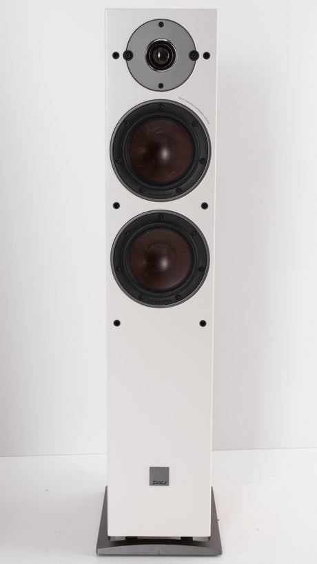 Front view of a used Dali Oberon 5 Floorstanding Speaker in a Light Oak finish