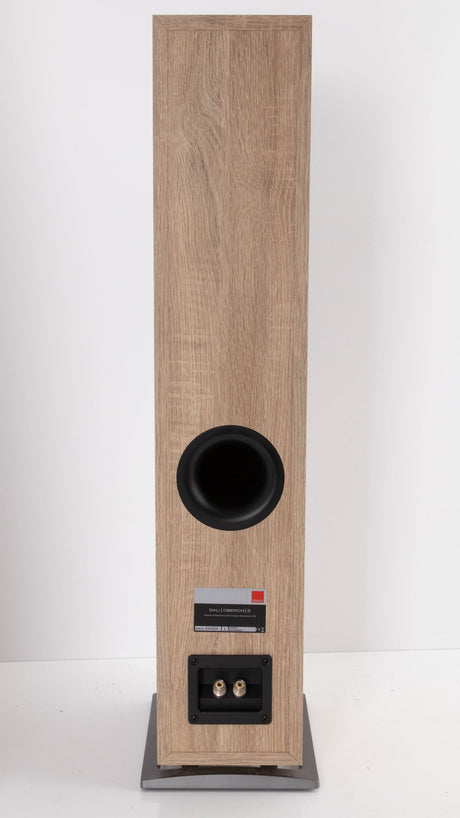 Rear of a used Dali Oberon 5 Floorstanding Speaker in a Light Oak finish
