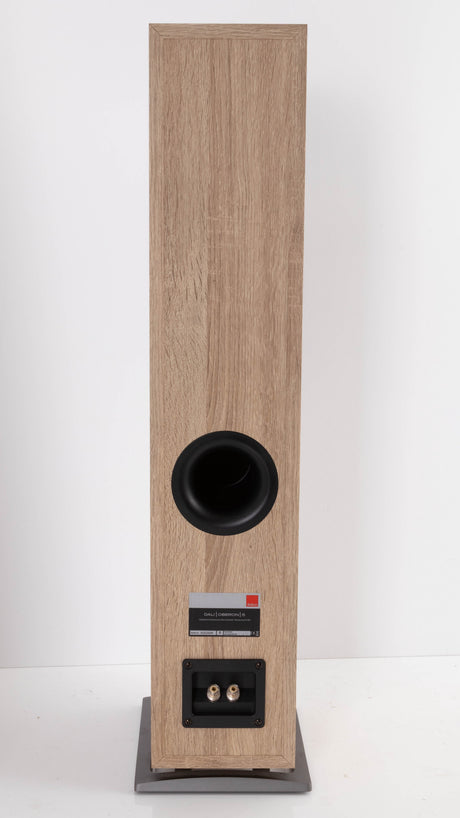 Rear view of a used Dali Oberon 5 Floorstanding Speaker in a Light Oak finish
