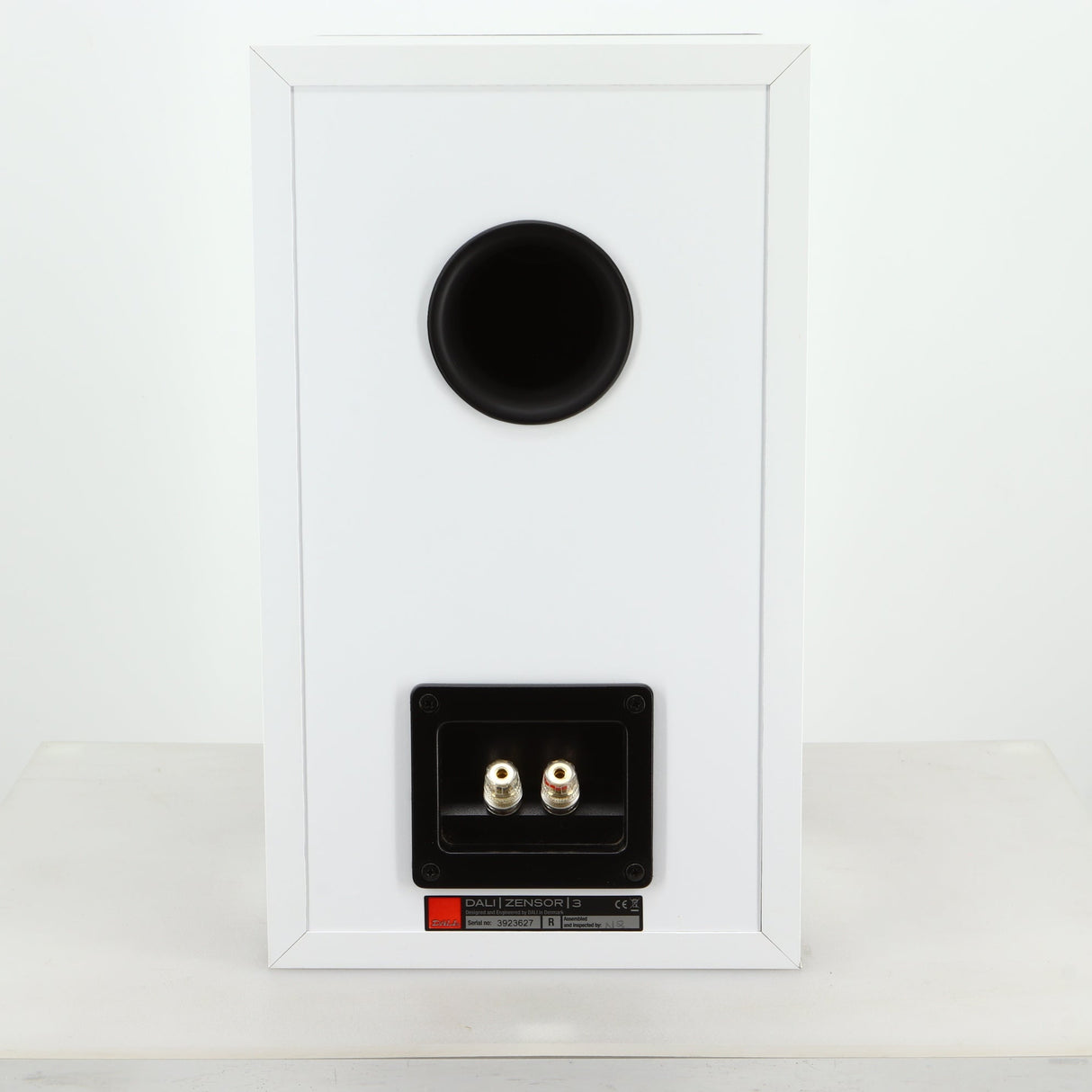 Rear view of a used Dali Zensor 3 Standmount Speaker in a satin white finish