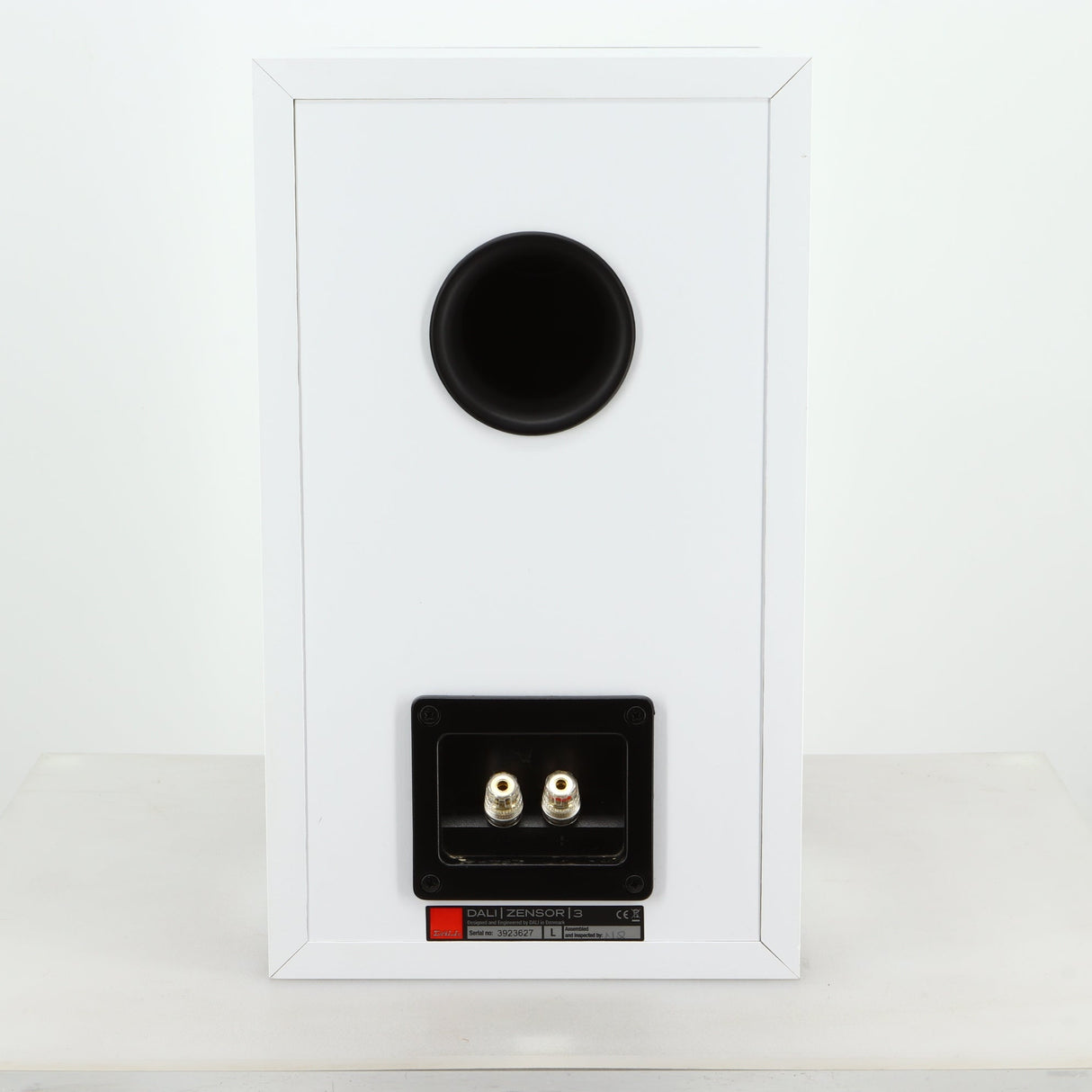 Rear view of a used Dali Zensor 3 Standmount Speaker in a satin white finish