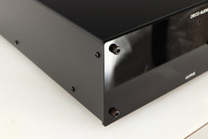Front left corner of a used Deco Audio Curve MM Phonostage in a black finish