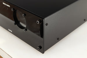 Front right corner of a used Deco Audio Curve MM Phonostage in a black finish