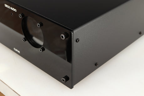 Front right corner of a used Deco Audio Curve MM Phonostage in a black finish