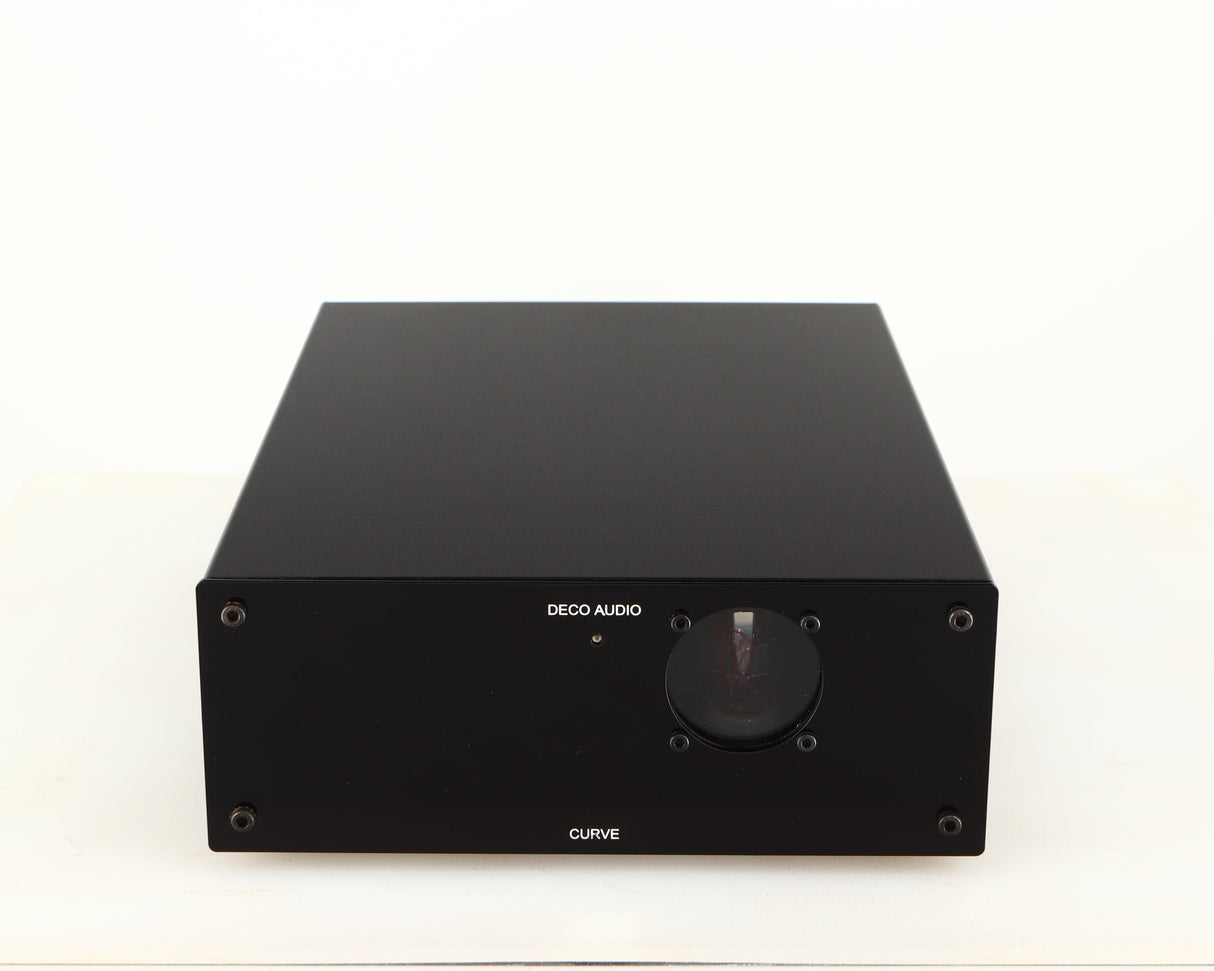 Front view of a used Deco Audio Curve MM Phonostage in a black finish