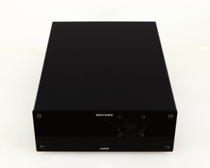 Top of a used Deco Audio Curve MM Phonostage in a black finish