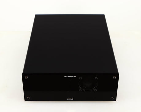 Top of a used Deco Audio Curve MM Phonostage in a black finish
