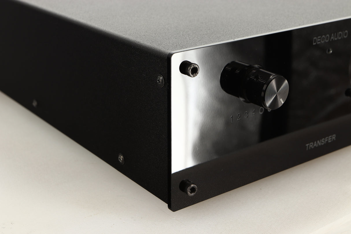 Front left corner of a used Deco Audio Transfer DAC in a black finish