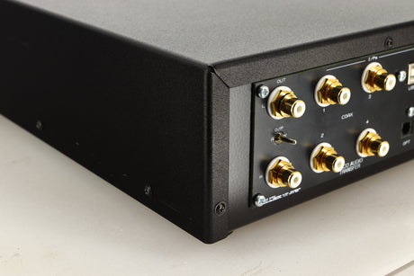 Rear right corner of a used Deco Audio Transfer DAC in a black finish