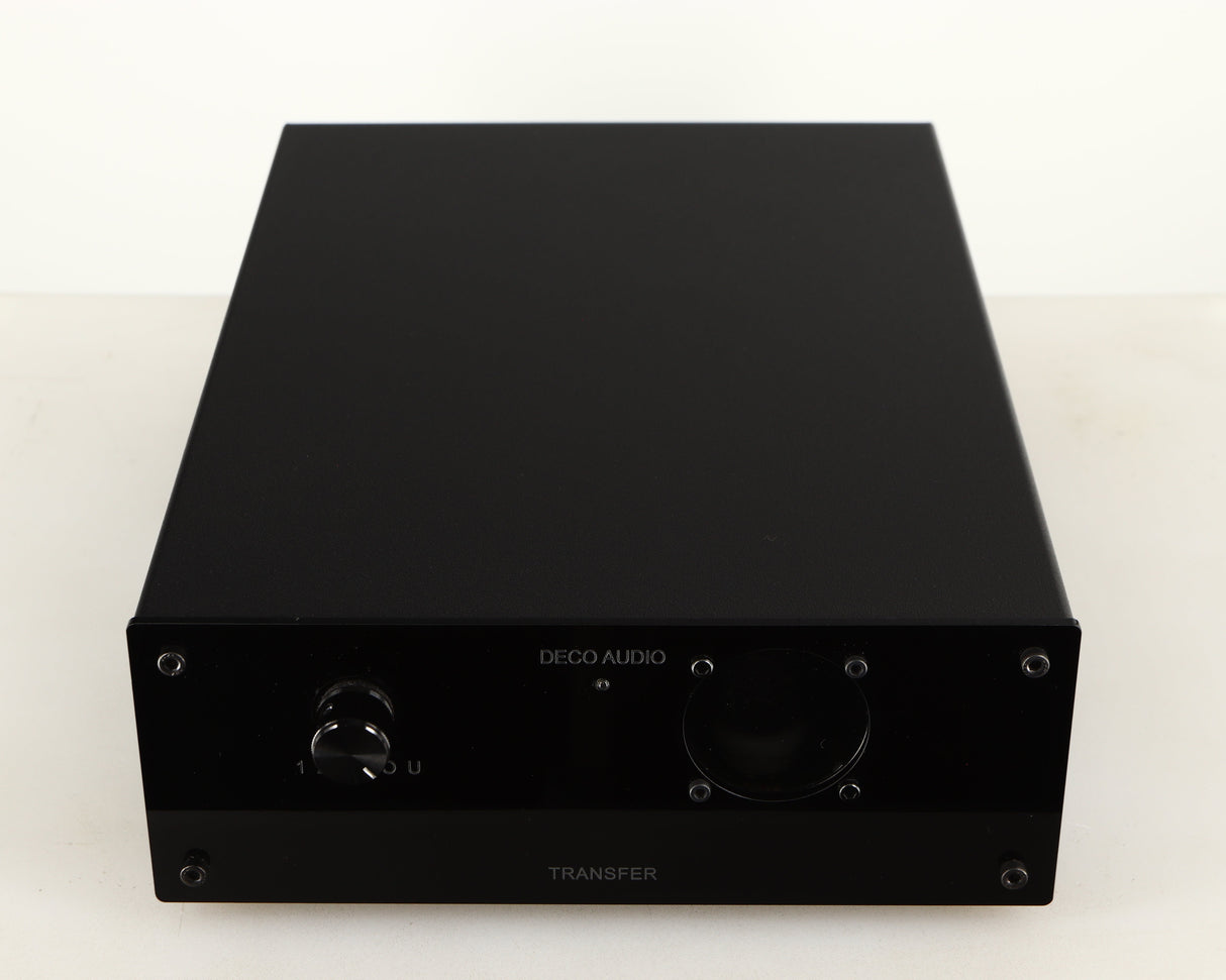 Top of a used Deco Audio Transfer DAC in a black finish