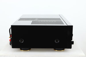 Side view of a used Denon PMA-720 Integrated Amplifier in Black finish 