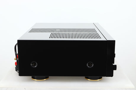 Side view of a used Denon PMA-720 Integrated Amplifier in Black finish 