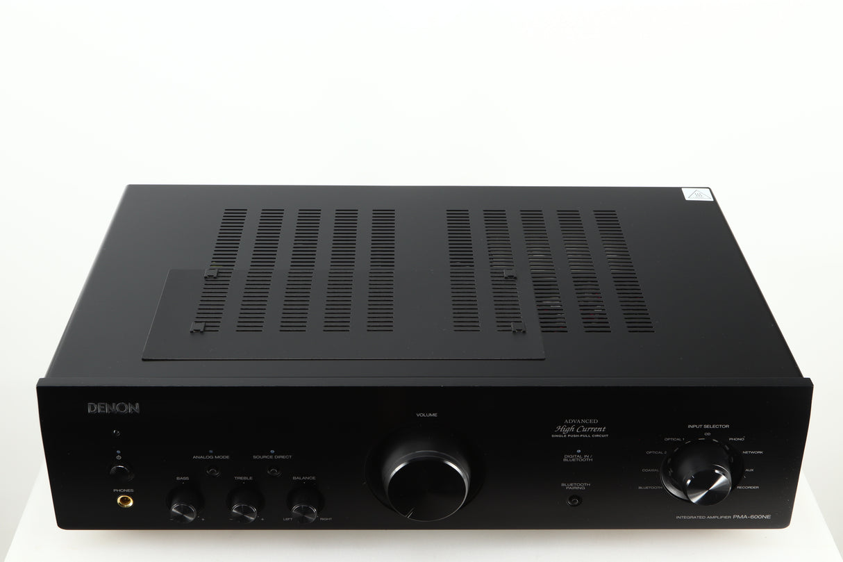 Top view of a used Denon PMA600 Integrated Amplifier in a black finish