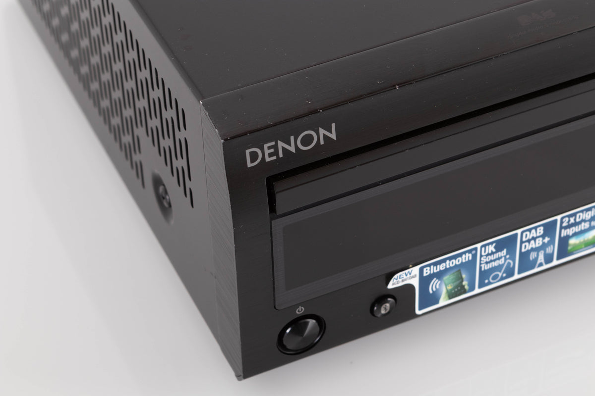 Close up view of a used Denon RCD M41DAB Music System in Black