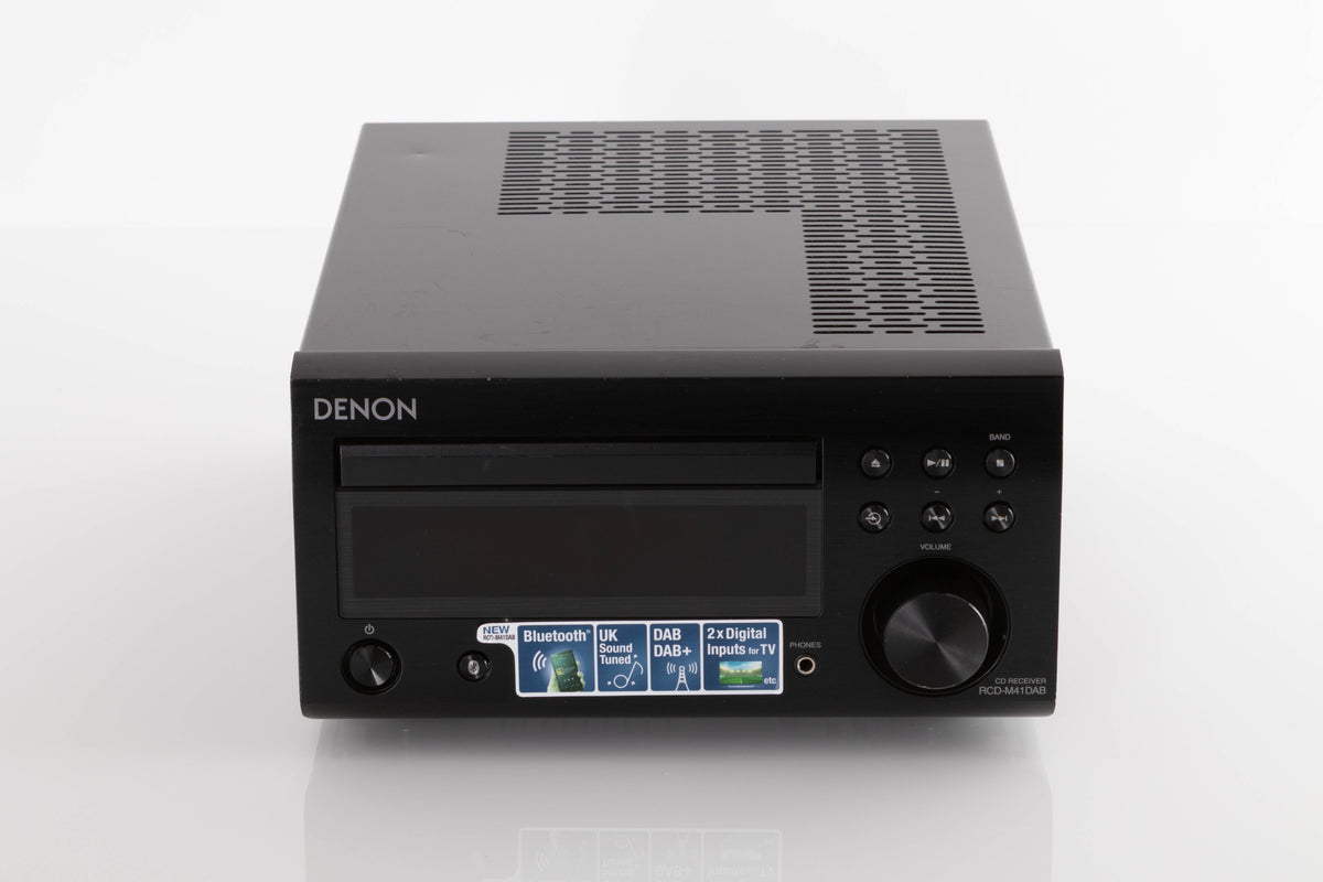 Front view of a used Denon RCD M41DAB Music System in Black