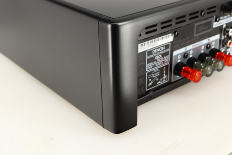 Rear right corner of a used Denon RCD-N10 Network CD Receiver in a black finish
