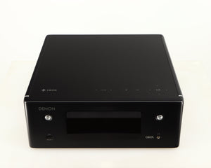 Top of a used Denon RCD-N10 Network CD Receiver in a black finish