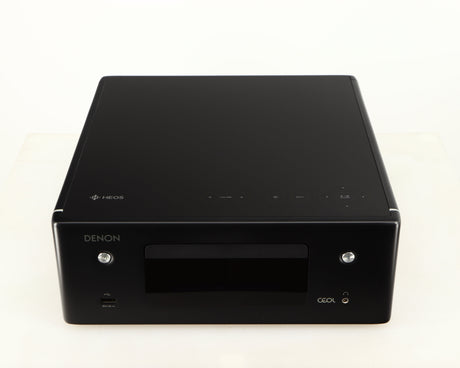 Top of a used Denon RCD-N10 Network CD Receiver in a black finish