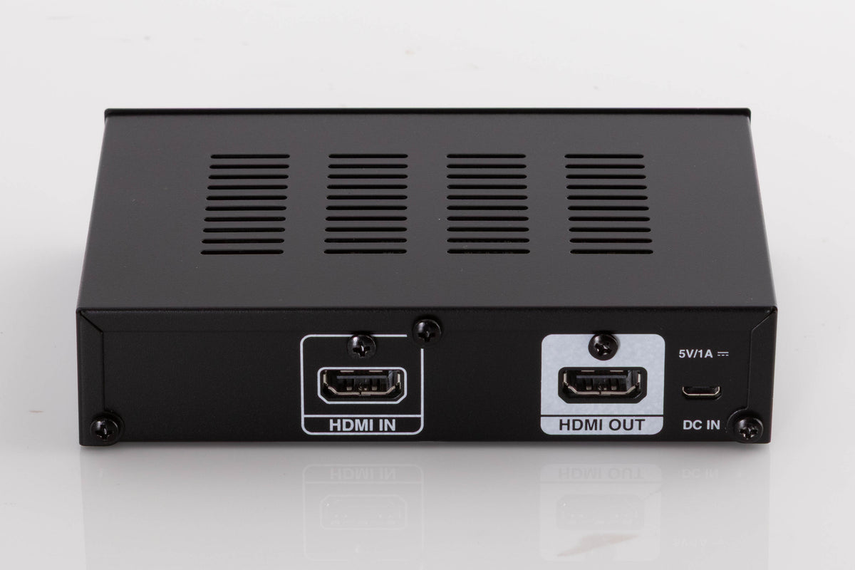 Rear view of a used Denon SPK618 HDMI Adaptor in a Black finish showing HDMI Input, Power Input and HDMI Output