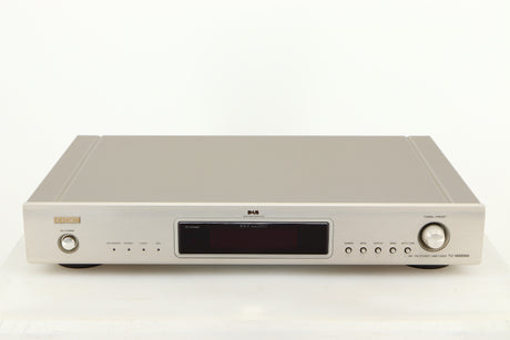 Front view of a used Denon TU-1800 DAB/FM Tuner in a silver finish 
