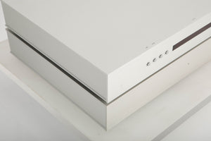 Front left corner view of a Densen 275 Pre Amplifier with 2NRG PSU