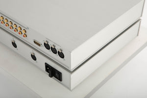 Rear right corner view of a Densen 275 Pre Amplifier with 2NRG PSU