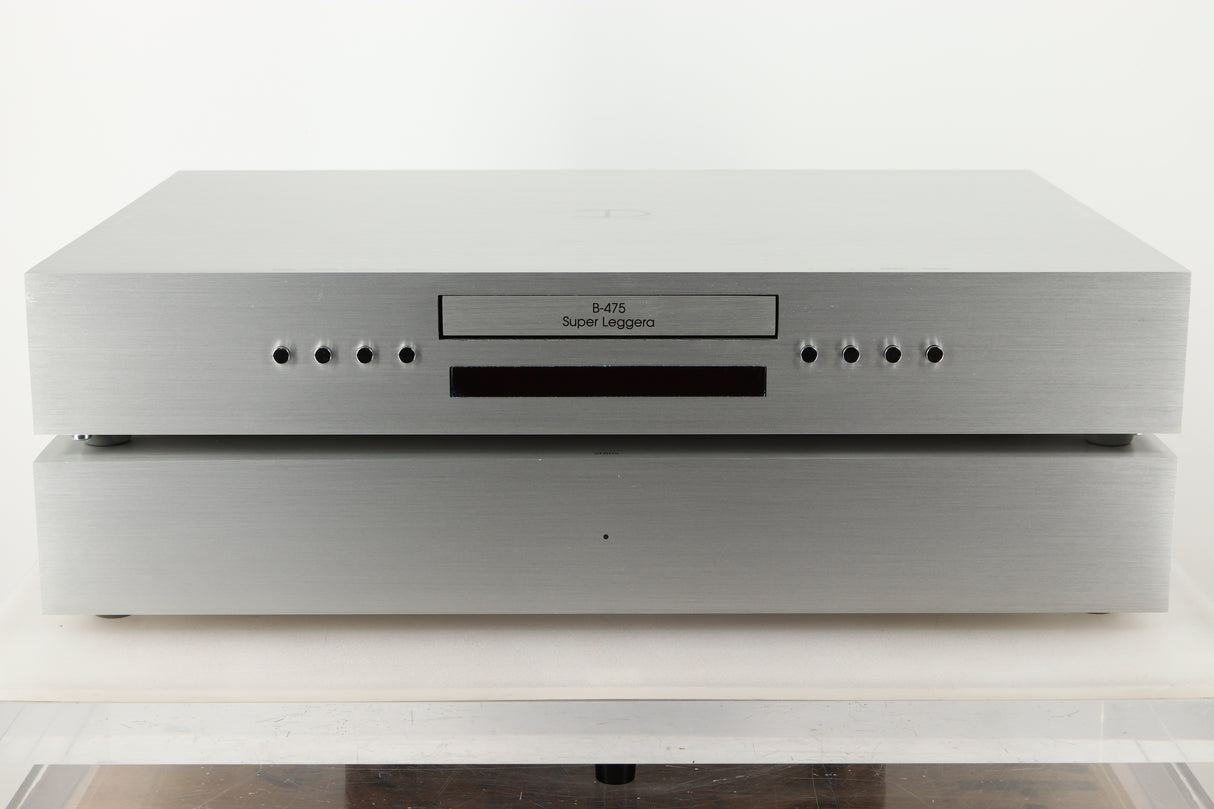 Front view of a used Densen B-475 CD Player and a 2NRG PSU in Albino finish
