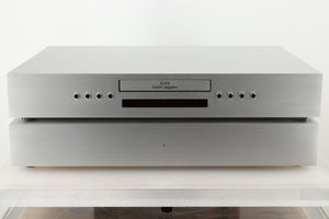 Front view of a used Densen B-475 CD Player and a 2NRG PSU in Albino finish