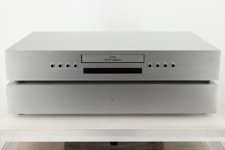 Front view of a used Densen B-475 CD Player and a 2NRG PSU in Albino finish