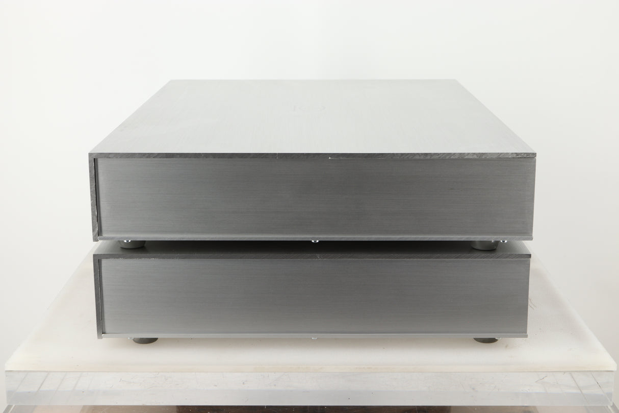 Side view of a used Densen B-475 CD Player and a 2NRG PSU in Albino finish