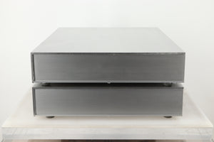 Side view of a used Densen B-475 CD Player and a 2NRG PSU in Albino finish