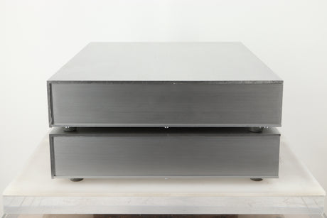 Side view of a used Densen B-475 CD Player and a 2NRG PSU in Albino finish