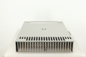 Right side view of a used Densen B350Plus Monoblock Power Amplifier in a silver finish