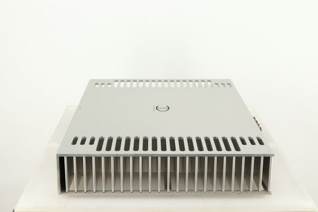 Right side view of a used Densen B350Plus Monoblock Power Amplifier in a silver finish