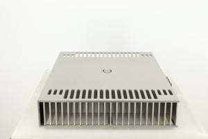Right side view of a used Densen B350Plus Monoblock Power Amplifier in a silver finish