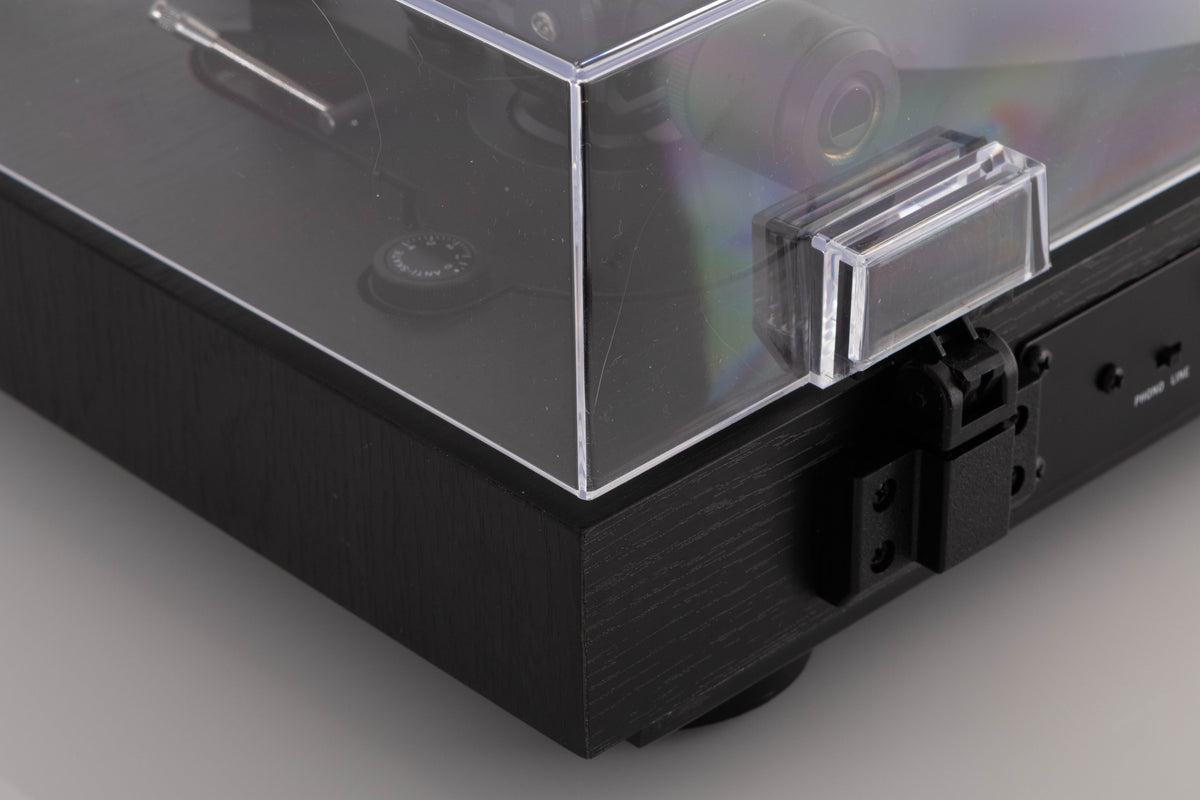Rear left corner view of a used Dual CS 429 Fully Automatic Turntable in Black finish