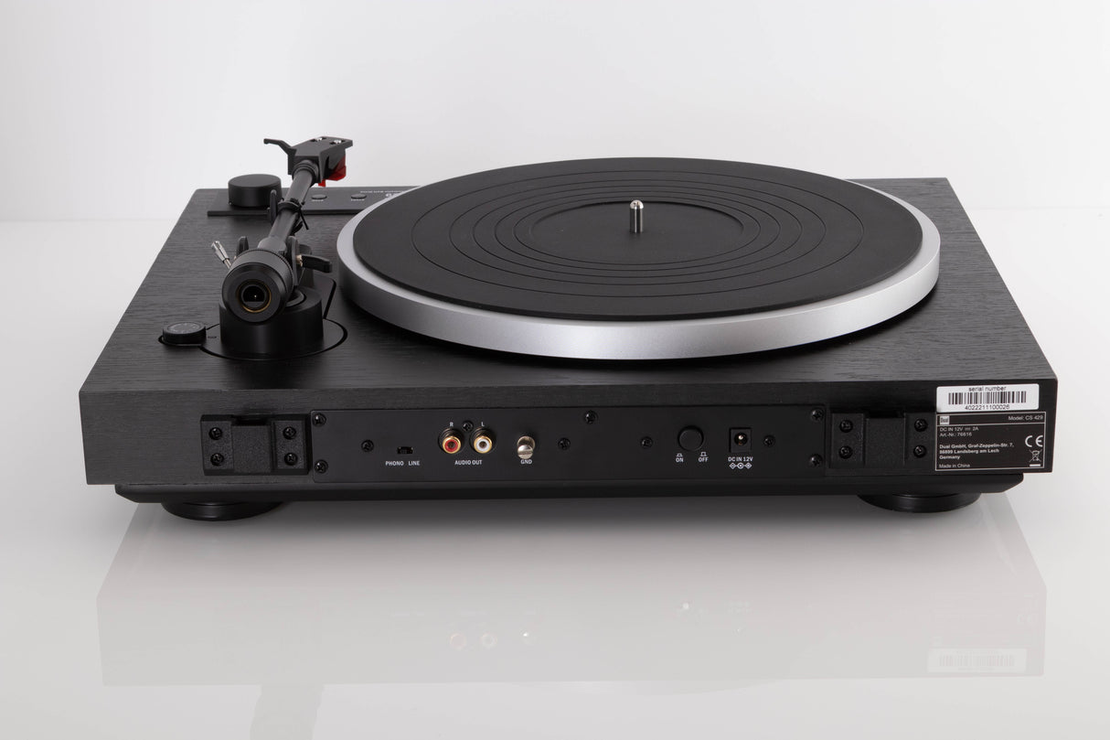 Rear view of a used Dual CS 429 Fully Automatic Turntable in Black finish