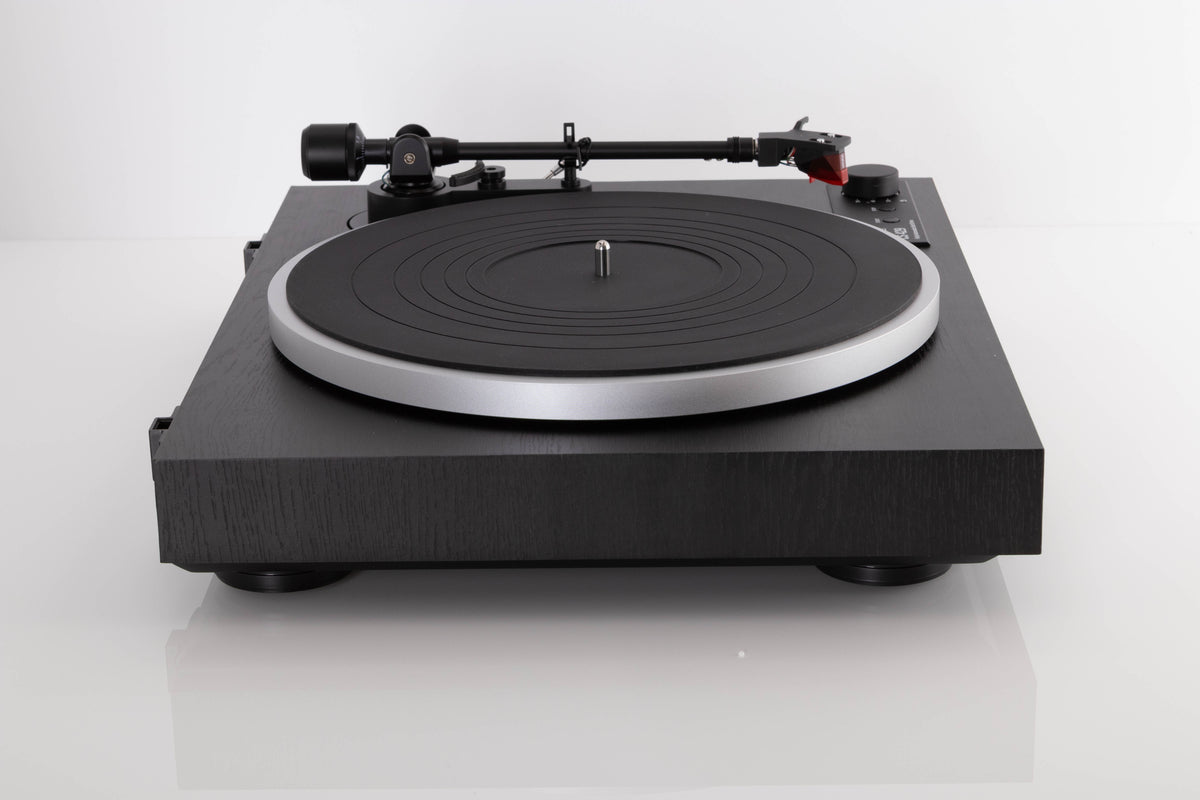 Side view of a used Dual CS 429 Fully Automatic Turntable in Black finish