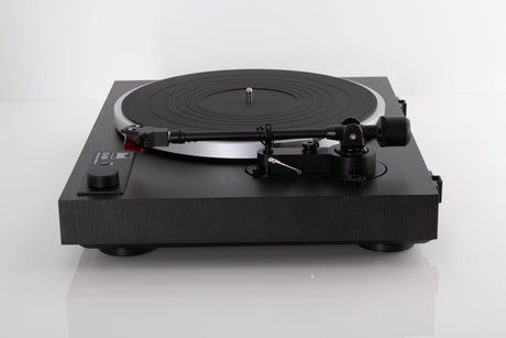 Side view of a used Dual CS 429 Fully Automatic Turntable in Black finish