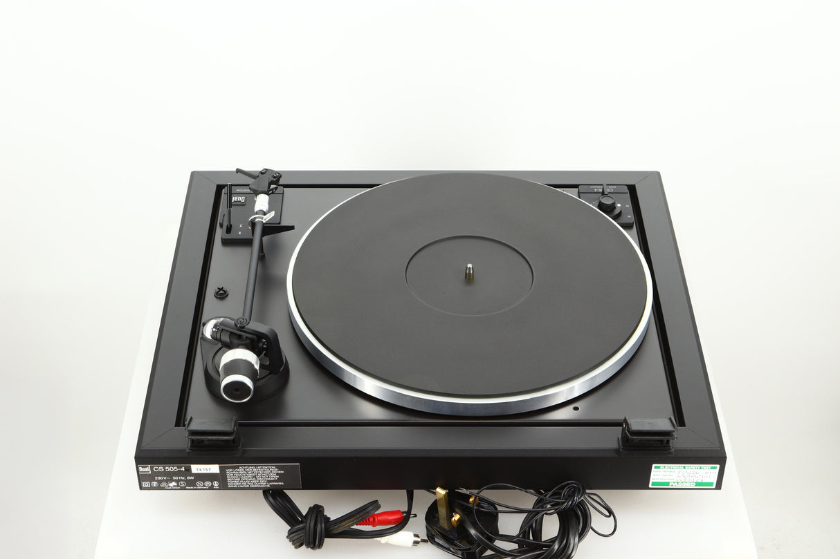 Rear view of a used Dual CS 505-4 Turntable in a black finish