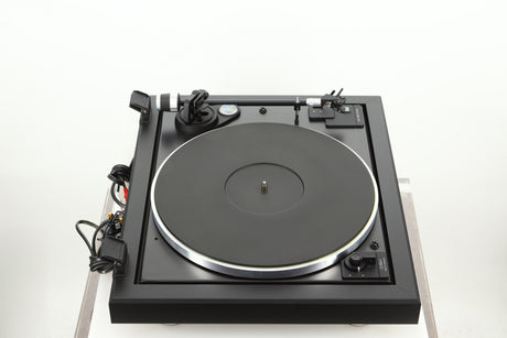 Left side view of a used Dual CS 505-4 Turntable in a black finish