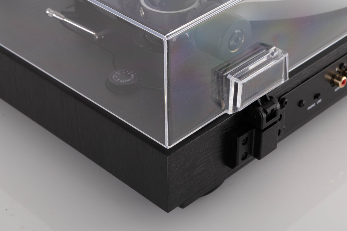 Rear left corner view of a used Dual CS 529 Fully Automatic Bluetooth Turntable in Black finish